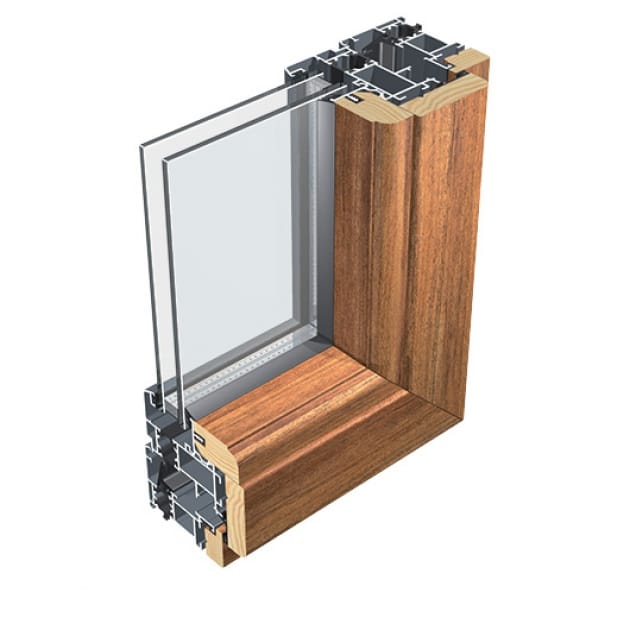 AluK 50IWOOD aluminium-wood window cross section